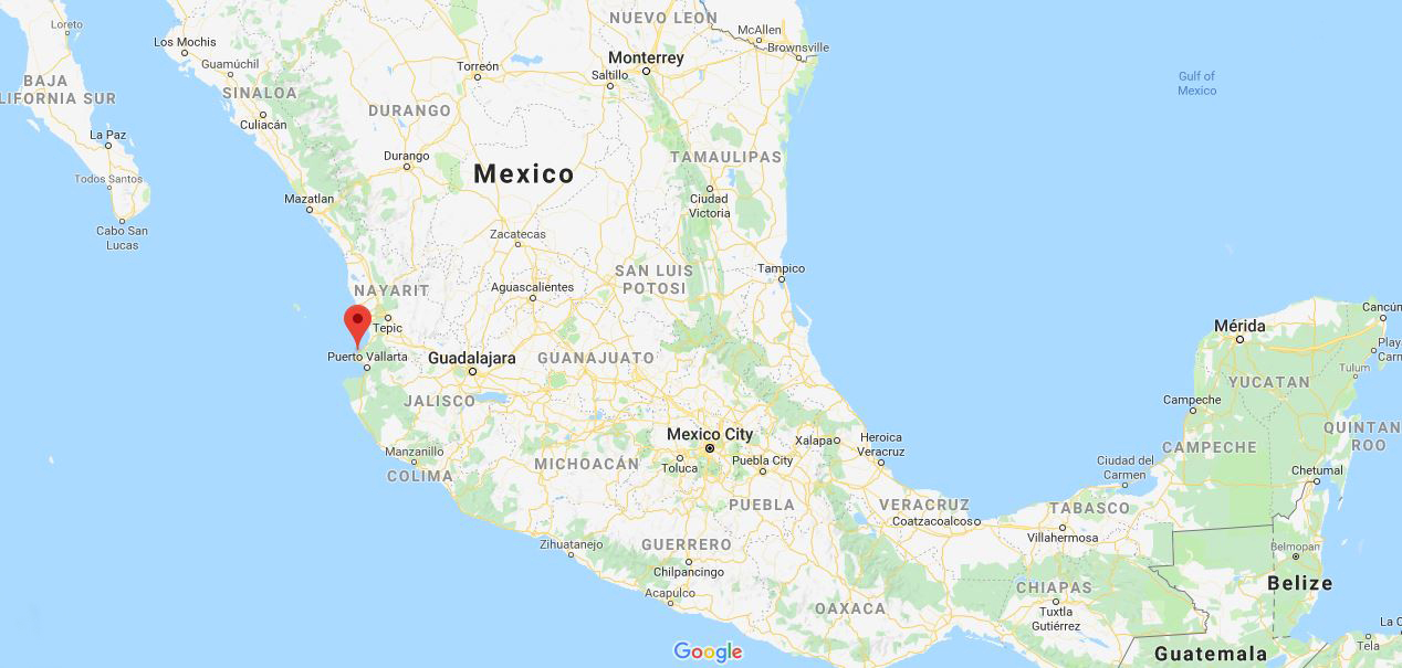 Map of Mexico with San Pancho pin
